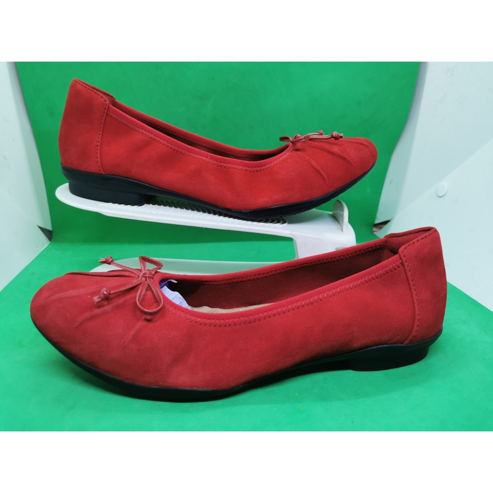 Clarks Sara Aster Womens Ballet Flat Red Suede US Size 9 Wide